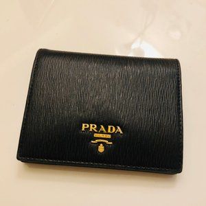 Prada Mini Saffiano Leather Bifold Wallet - Black